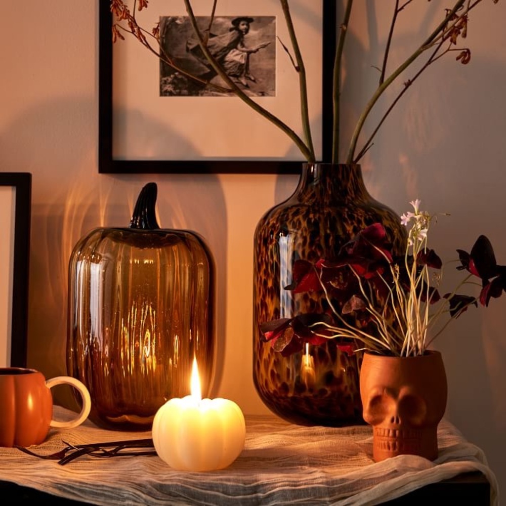 New west elm Amber Glass Pumpkin Decor